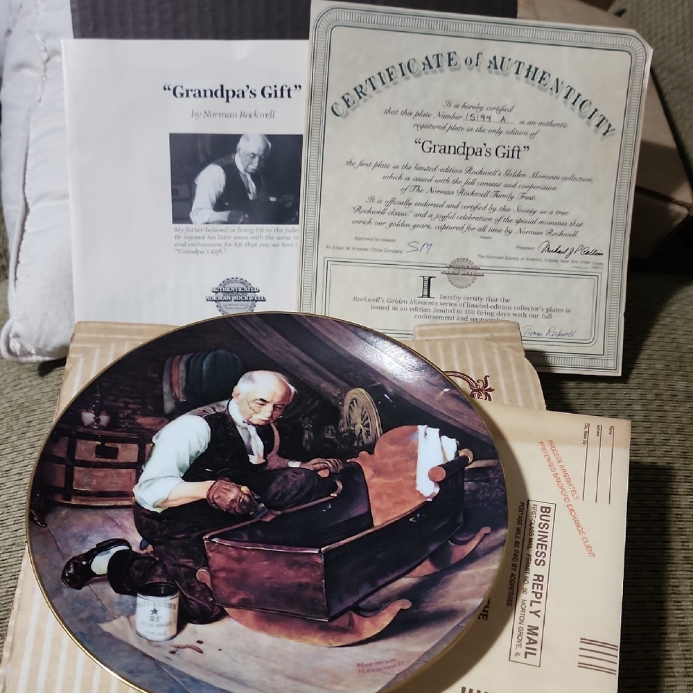 Norman Rockwell 'Grandpa's Gift' Collector Plate. The FIRST PLATE.